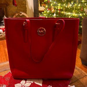 Michael Kors MK Large Luggage Jet Set Travel Tote Gold Hardware Style